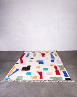 Modern designer handcrafted Berber rug from morocco Beniourain with beautiful colors and patterns