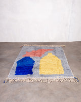 Moderner Designer handgefertigter Berber Teppich aus Marokko Beniourain mit schönen Farben und Mustern