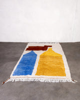 Modern designer handcrafted Berber rug from morocco Beniourain with beautiful colors and patterns