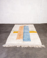 Modern designer handcrafted Berber rug from morocco Beniourain with beautiful colors and patterns