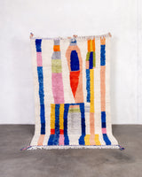 Modern designer handcrafted Berber rug from morocco Beniourain with beautiful colors and patterns