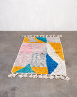 Modern designer handcrafted Berber rug from morocco Beniourain with beautiful colors and patterns