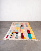 Modern designer handcrafted Berber rug from morocco Beniourain with beautiful colors and patterns