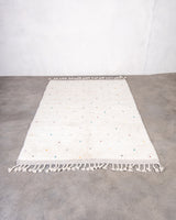 Modern, designer, handcrafted Berber rug from Morocco. Beniourain carpet with beautiful colours and patterns and fluffy wool texture.