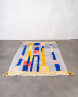 Modern designer handcrafted Berber rug from morocco Beniourain with beautiful colors and patterns