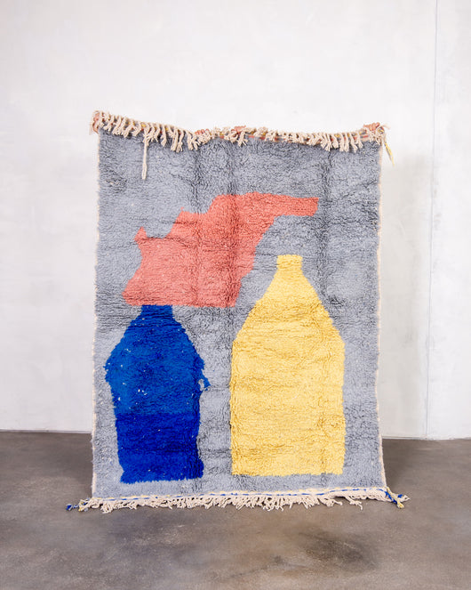 Moderner Designer handgefertigter Berber Teppich aus Marokko Beniourain mit schönen Farben und Mustern