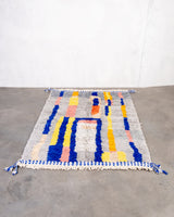 Modern designer handcrafted Berber rug from morocco Beniourain with beautiful colors and patterns