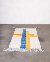 Modern designer handcrafted Berber rug from morocco Beniourain with beautiful colors and patterns