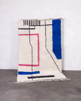 Modern designer handcrafted Berber rug from morocco Beniourain with beautiful colors and patterns