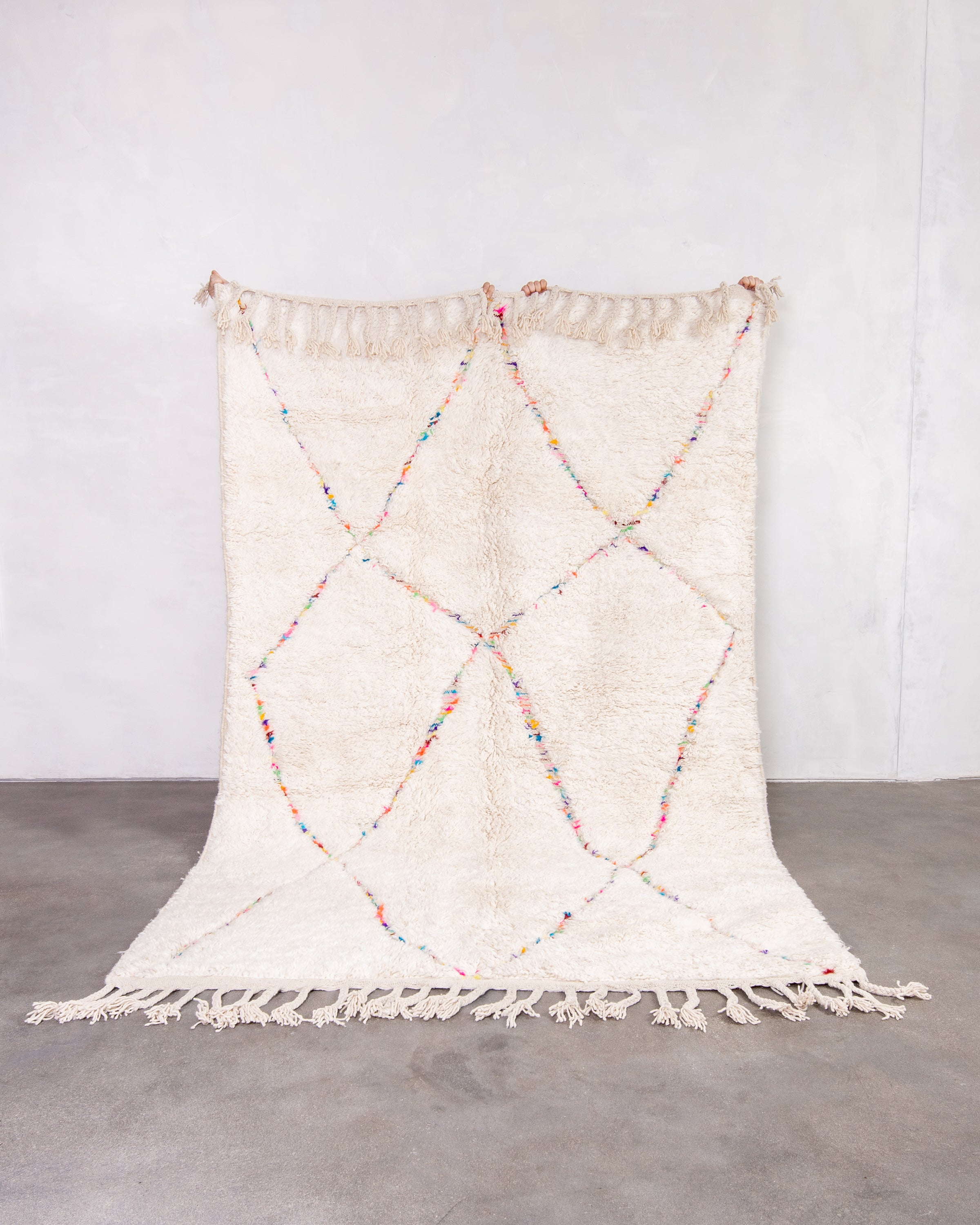 Modern designer handcrafted Berber rug from morocco Beniourain with beautiful colors and patterns