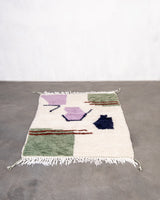 Modern designer handcrafted Berber rug from morocco Beniourain with beautiful colors and patterns