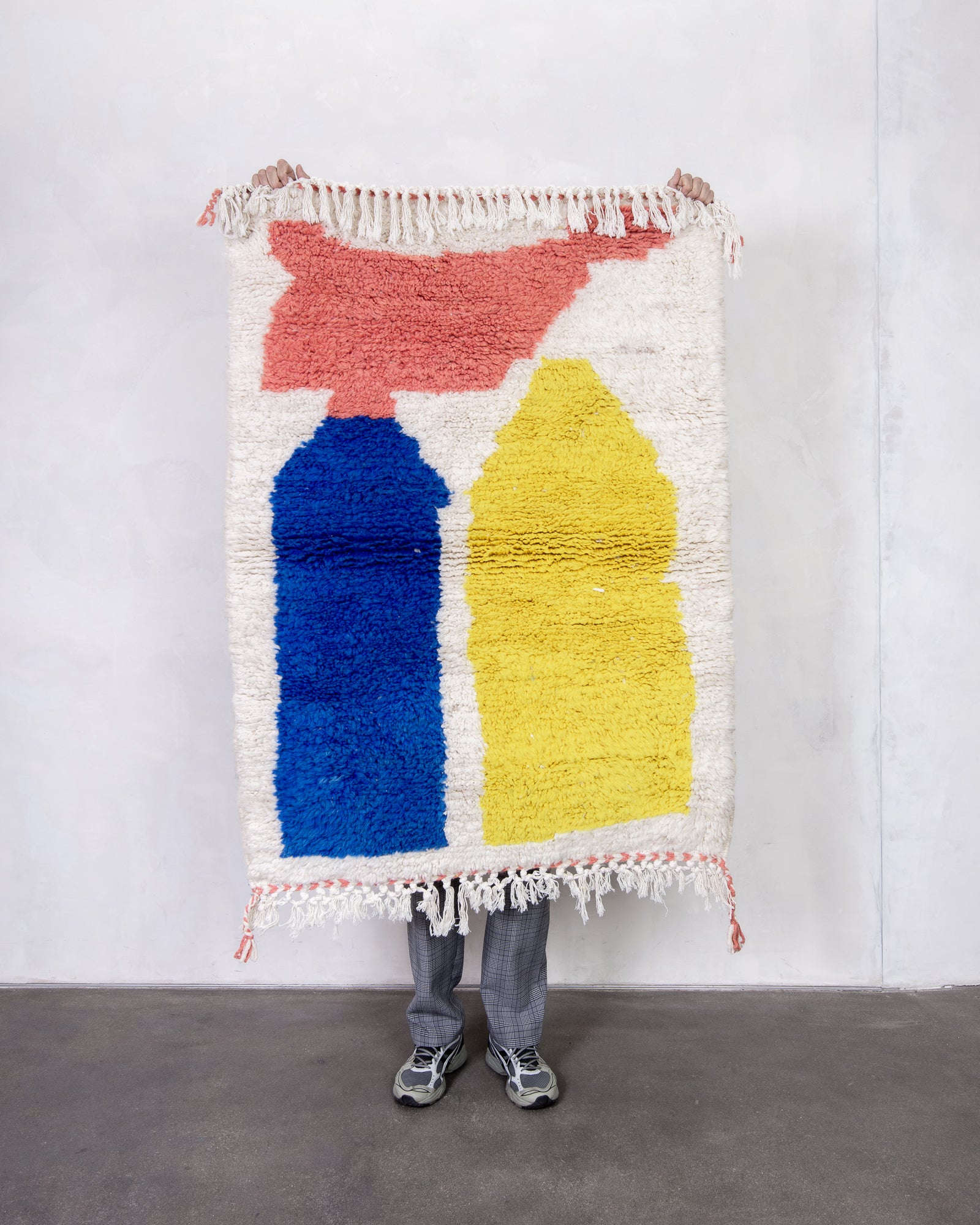 Modern designer handcrafted Berber rug from morocco Beniourain with beautiful colors and patterns