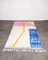 Modern designer handcrafted Berber rug from morocco Beniourain with beautiful colors and patterns