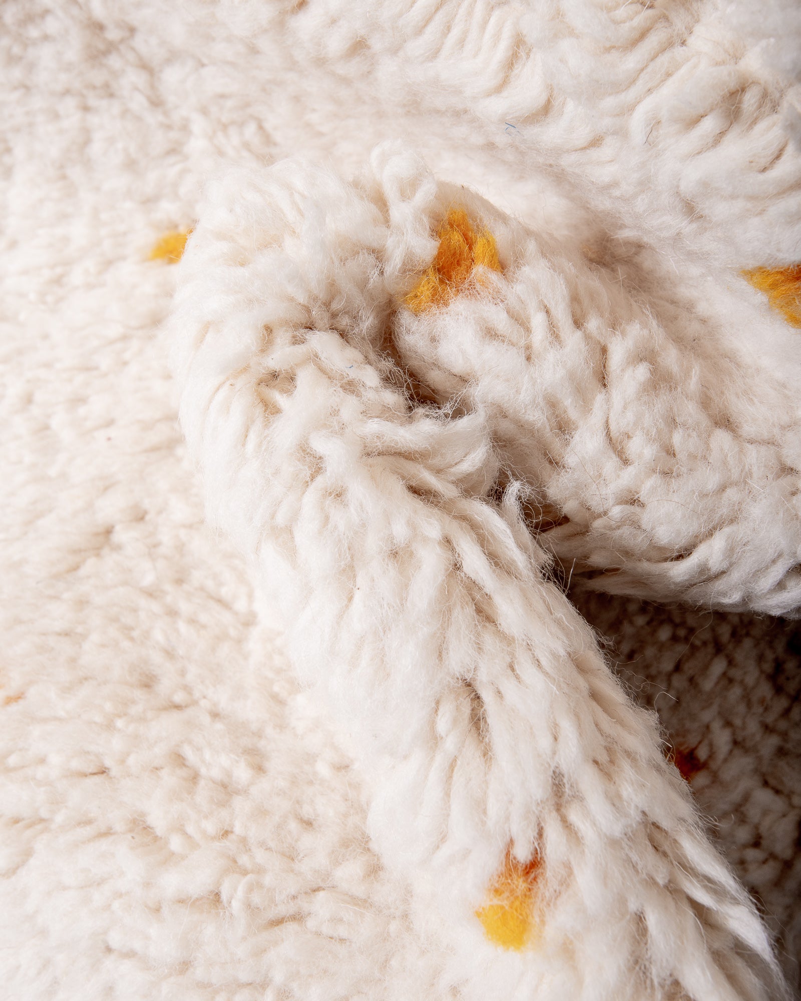 Modern, designer, handcrafted Berber rug from Morocco. Beniourain carpet with beautiful colours and patterns and fluffy wool texture. 