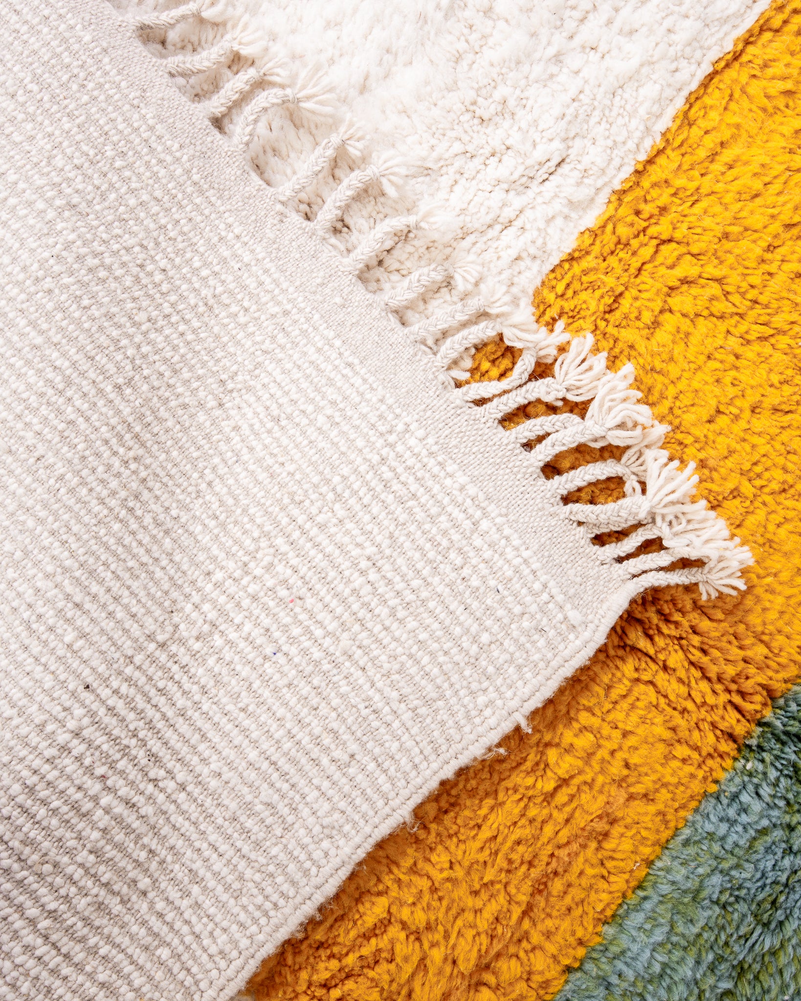 Modern designer handcrafted Berber rug from morocco Beniourain with beautiful colors and patterns