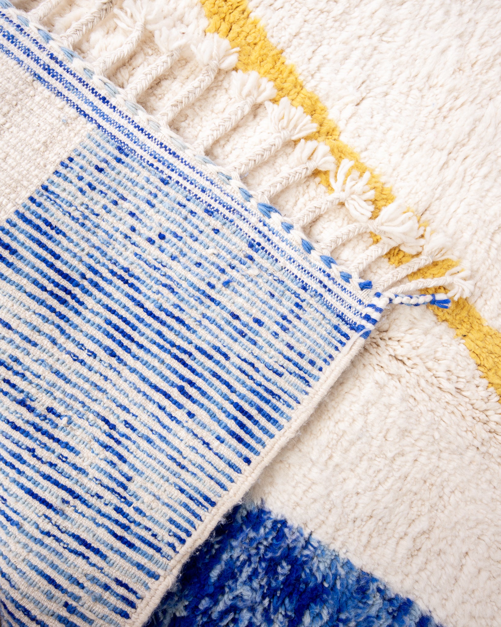 Modern designer handcrafted Berber rug from morocco Beniourain with beautiful colors and patterns