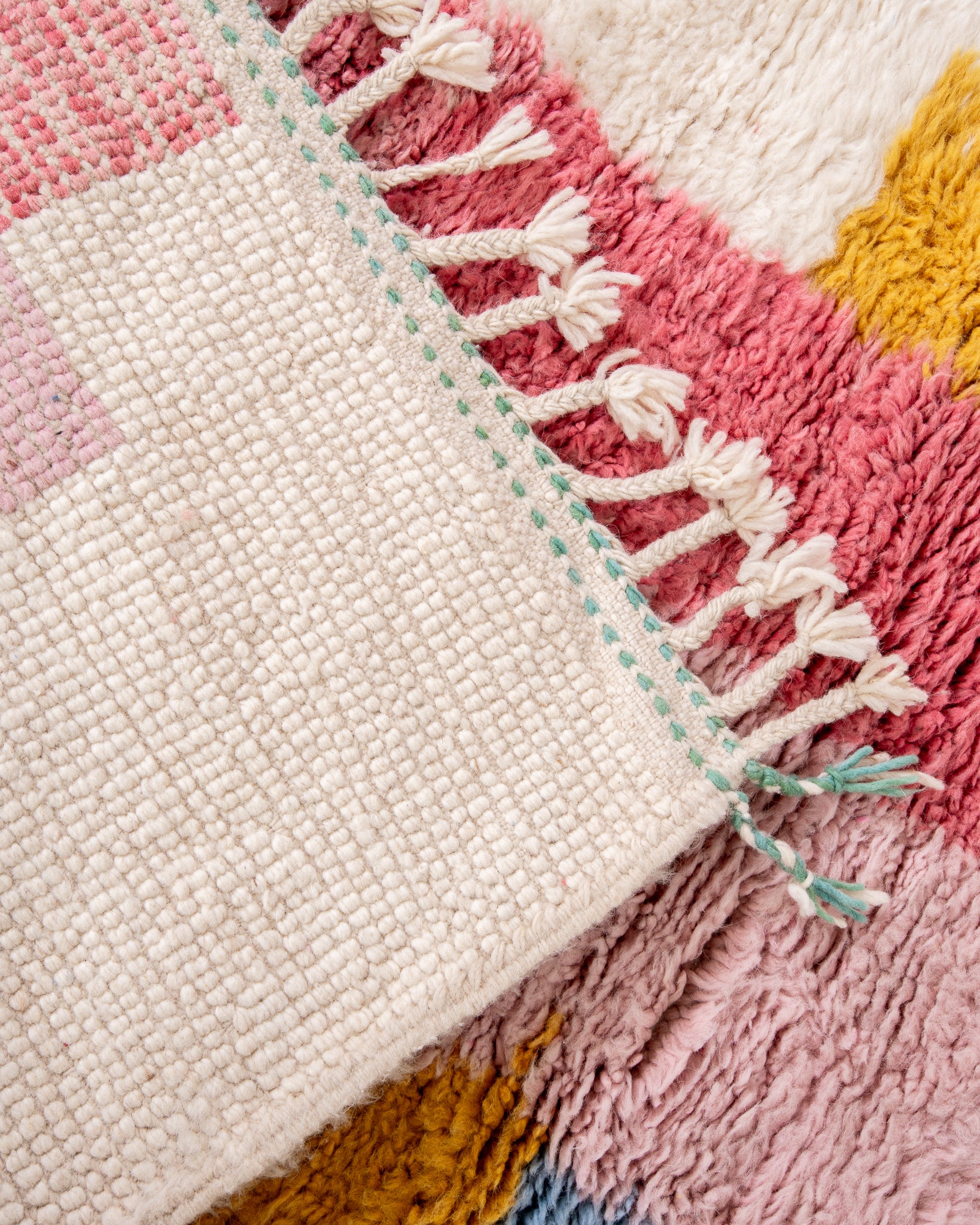 Modern designer handcrafted Berber rug from morocco Beniourain with beautiful colors and patterns