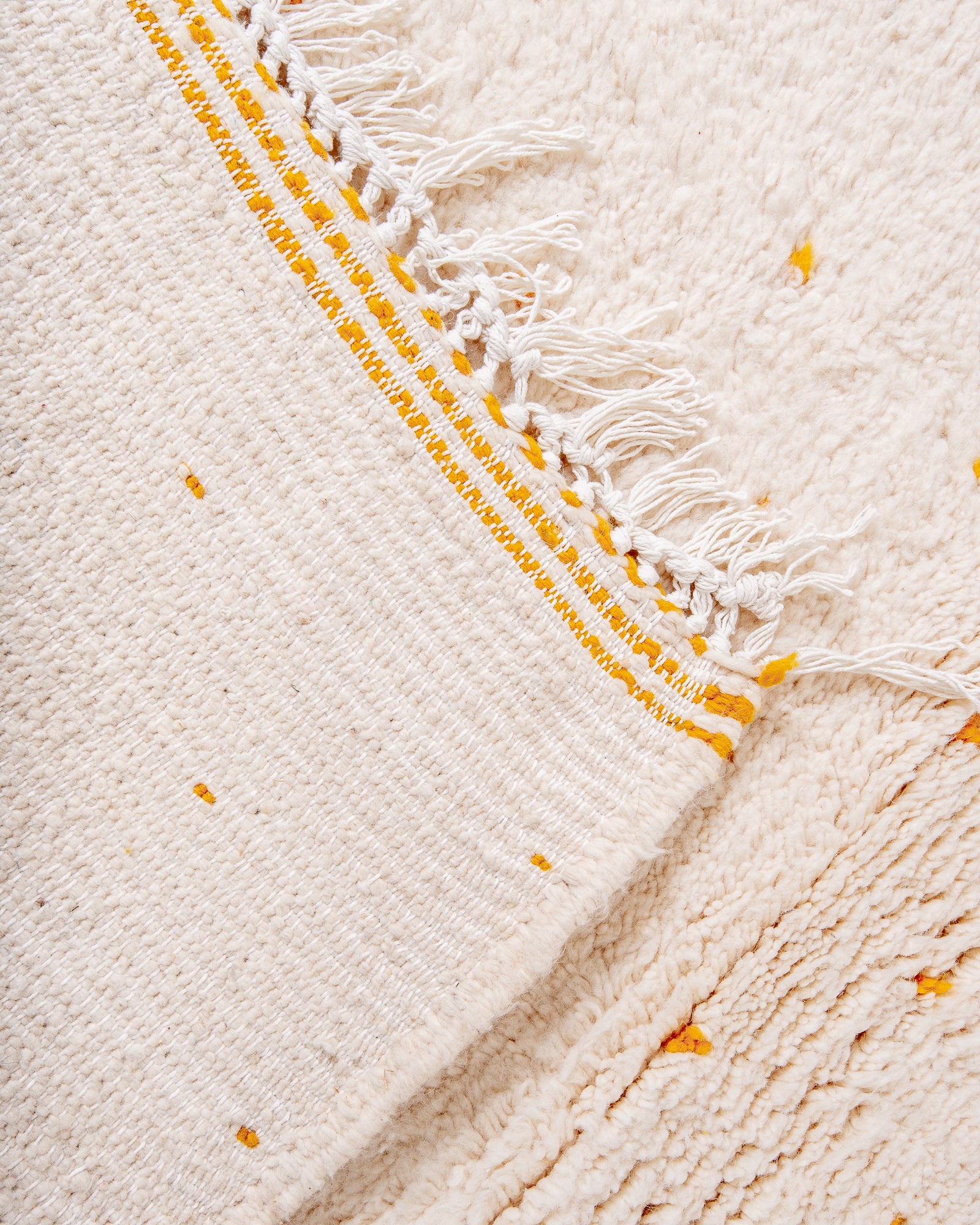 Modern, designer, handcrafted Berber rug from Morocco. Beniourain carpet with beautiful colours and patterns and fluffy wool texture. 