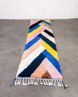 Modern designer handcrafted Berber rug from morocco Beniourain with beautiful colors and patterns