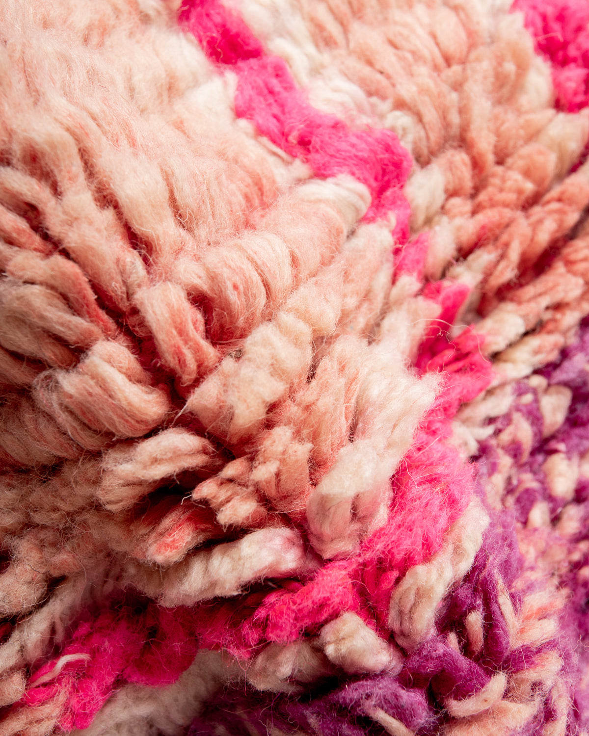 Modern, designer, handcrafted Berber rug from Morocco. Vintage carpet with beautiful colours and patterns and fluffy texture.