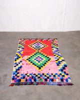 Modern designer handcrafted Berber rug from morocco Boucherouite with beautiful colors and patterns