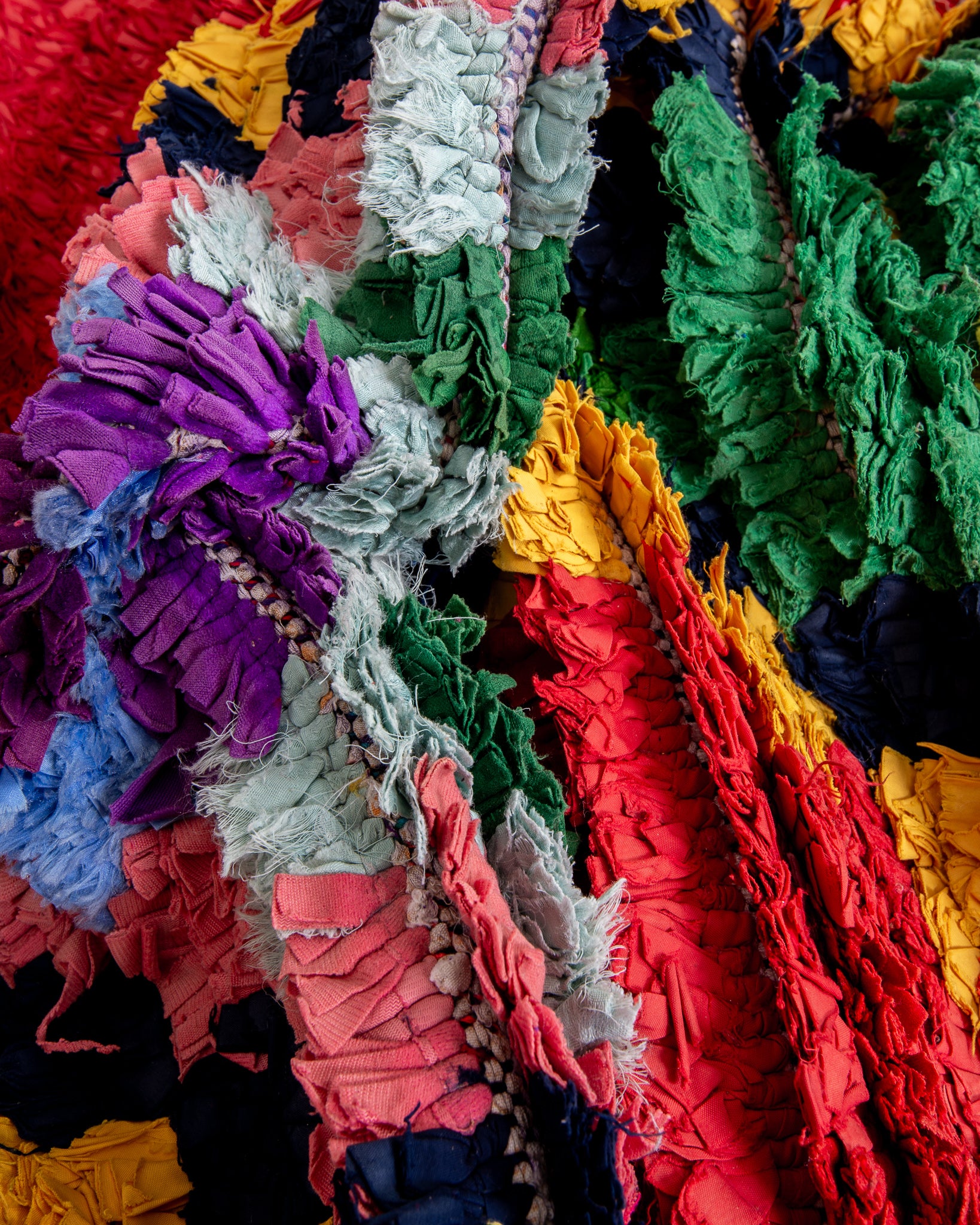 Modern designer handcrafted Berber rug from morocco Boucherouite with beautiful colors and patterns