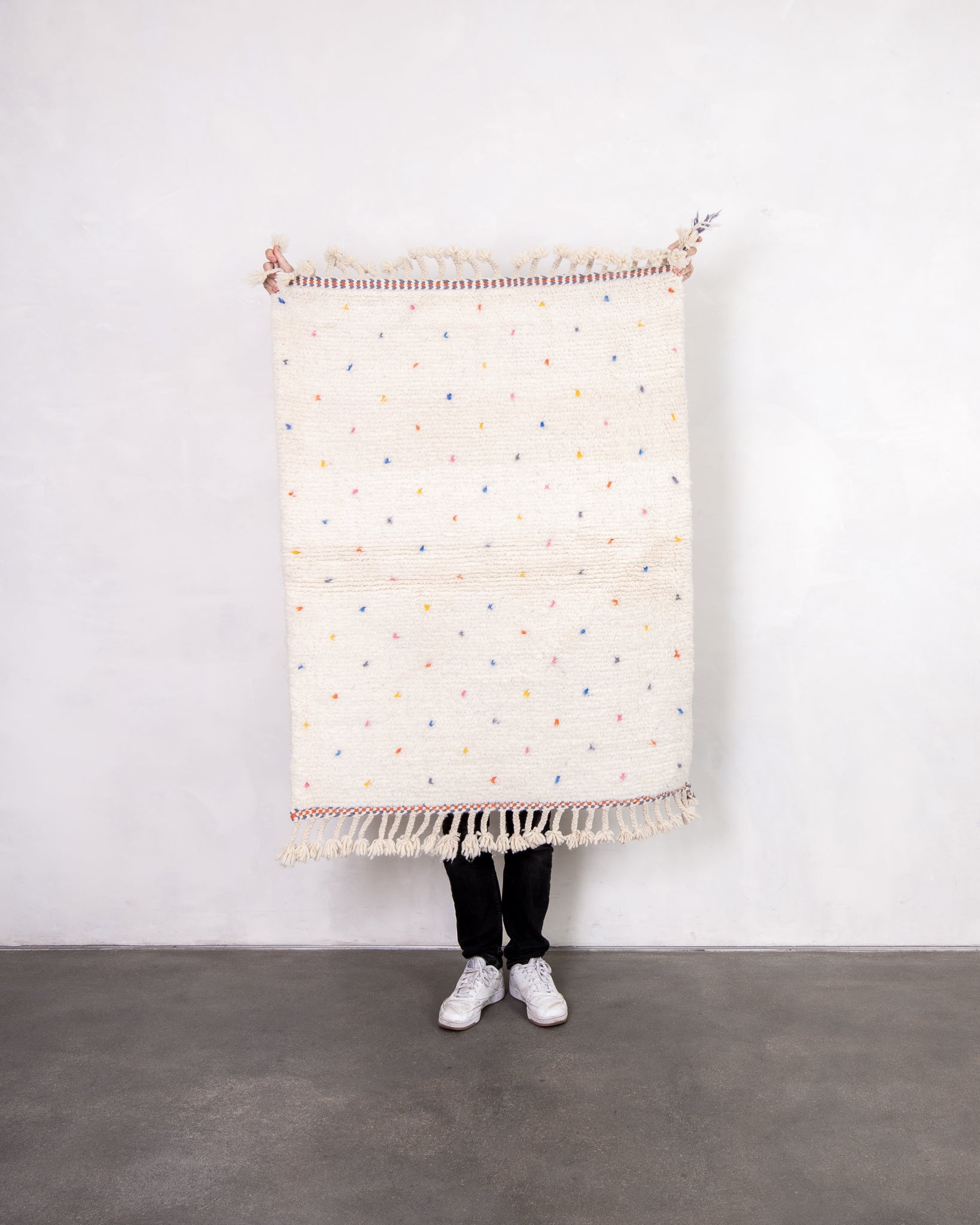 Modern designer handcrafted Berber rug from morocco Beniourain with beautiful colors and patterns