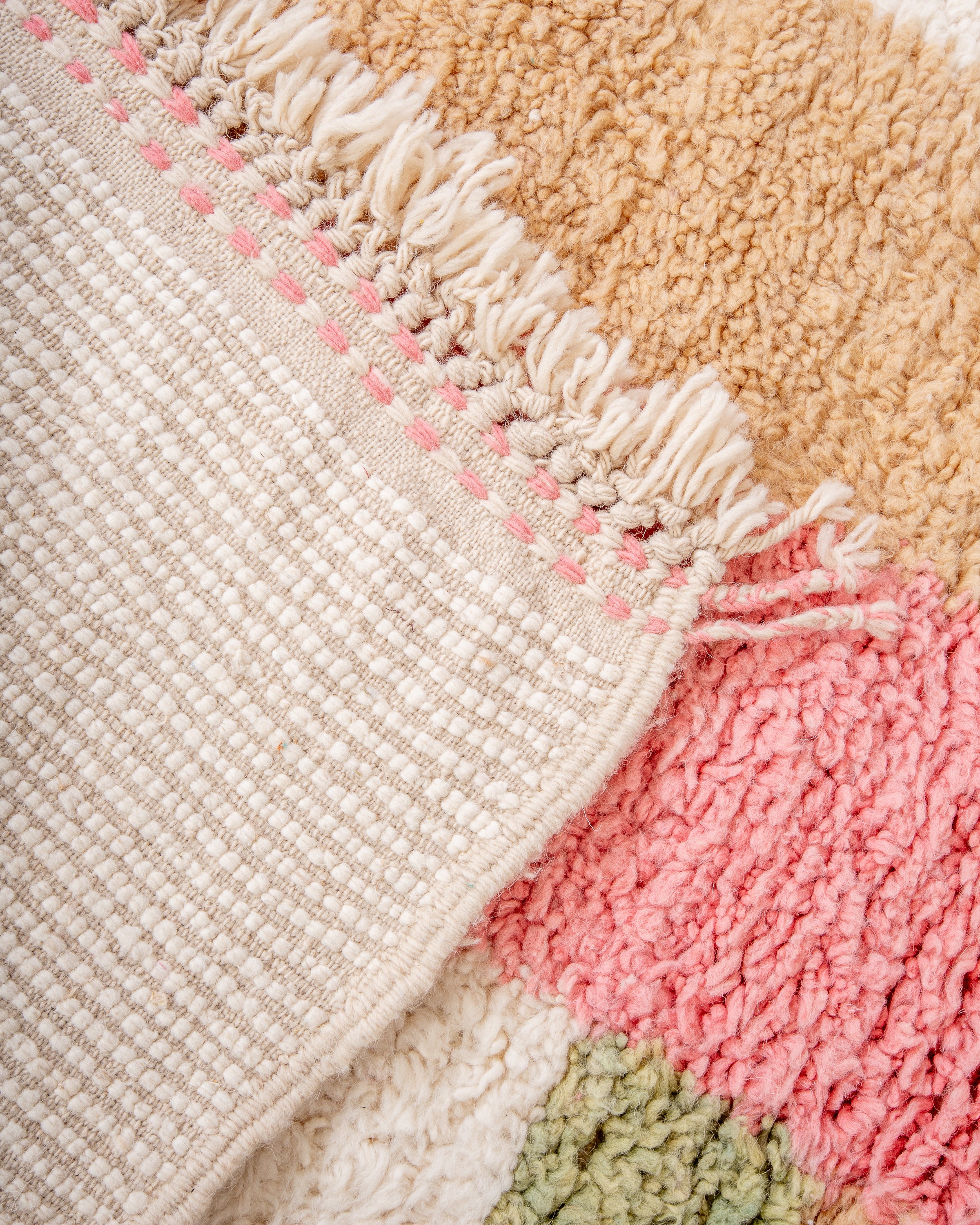 Modern designer handcrafted Berber rug from morocco Beniourain with beautiful colors and patterns