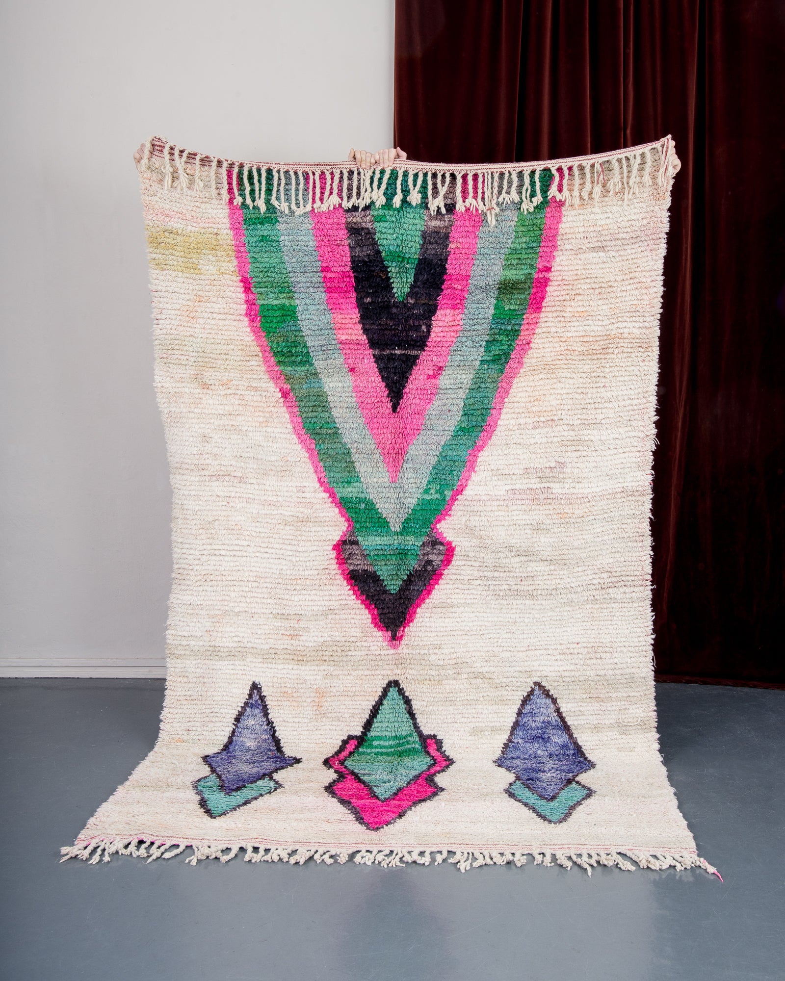 Modern designer handcrafted Berber rug from morocco Boujad with beautiful colors and patterns