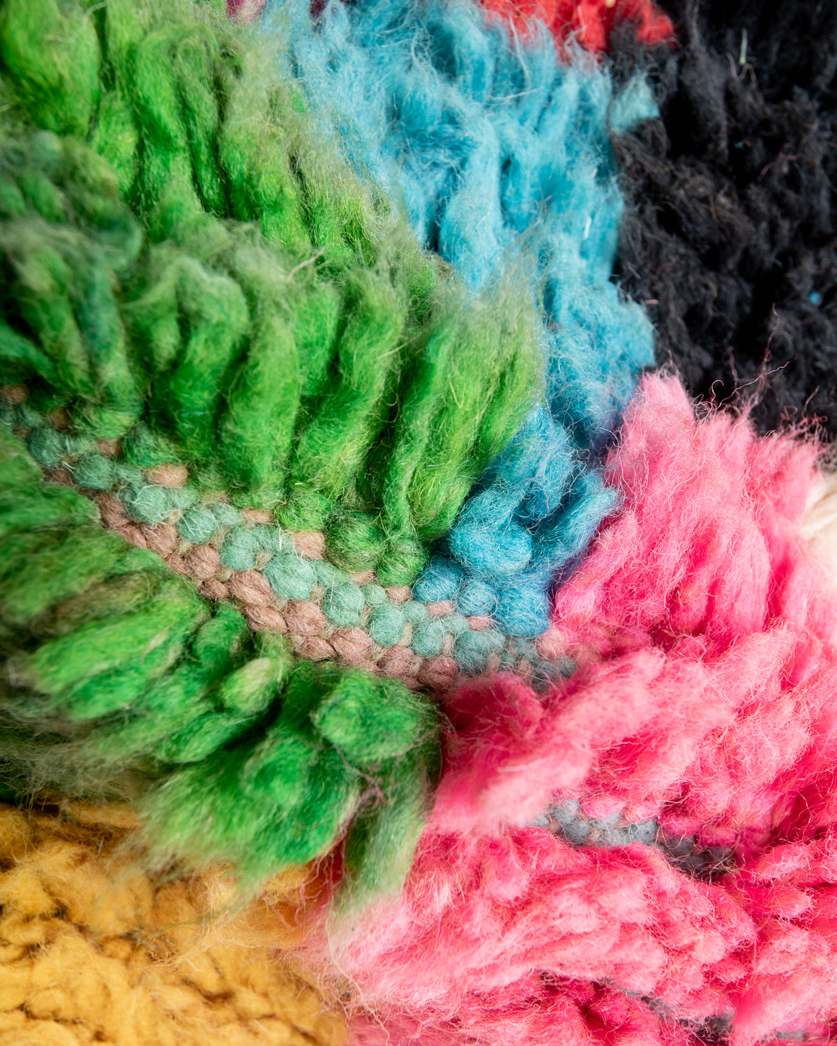 Modern designer handcrafted Berber rug from Morocco. Boujed with beautiful colours and patterns.