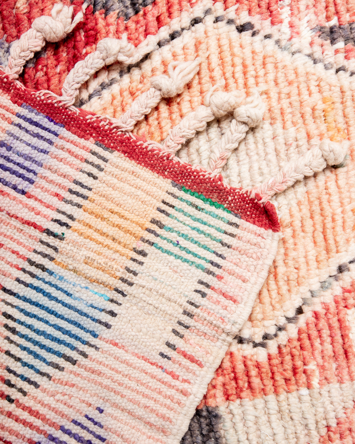 Modern designer handcrafted Berber rug from Morocco. Boujed with beautiful colours and patterns.