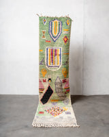 Moderner, handgefertigter Berber-Teppich aus Marokko. Vintage-Teppich mit schönen Farben und Mustern und flauschiger Textur.