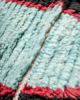 Modern, designer, handcrafted Berber rug from Morocco. Vintage carpet with beautiful colours and patterns and fluffy texture.