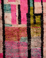 Moderner, handgefertigter Berber-Teppich aus Marokko. Vintage-Teppich mit schönen Farben und Mustern und flauschiger Textur.