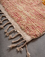 Modern, designer, handcrafted Berber rug from Morocco. Vintage carpet with beautiful colours and patterns and fluffy texture.