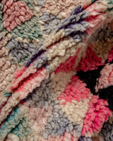 Modern, designer, handcrafted Berber runner rug from Morocco. Vintage carpet with beautiful colours and patterns and fluffy texture.