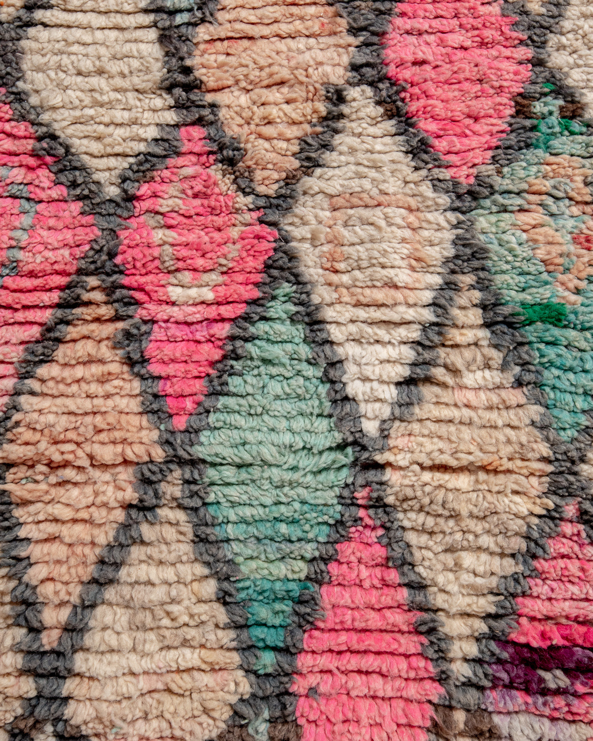 Modern, designer, handcrafted Berber runner rug from Morocco. Vintage carpet with beautiful colours and patterns and fluffy texture.