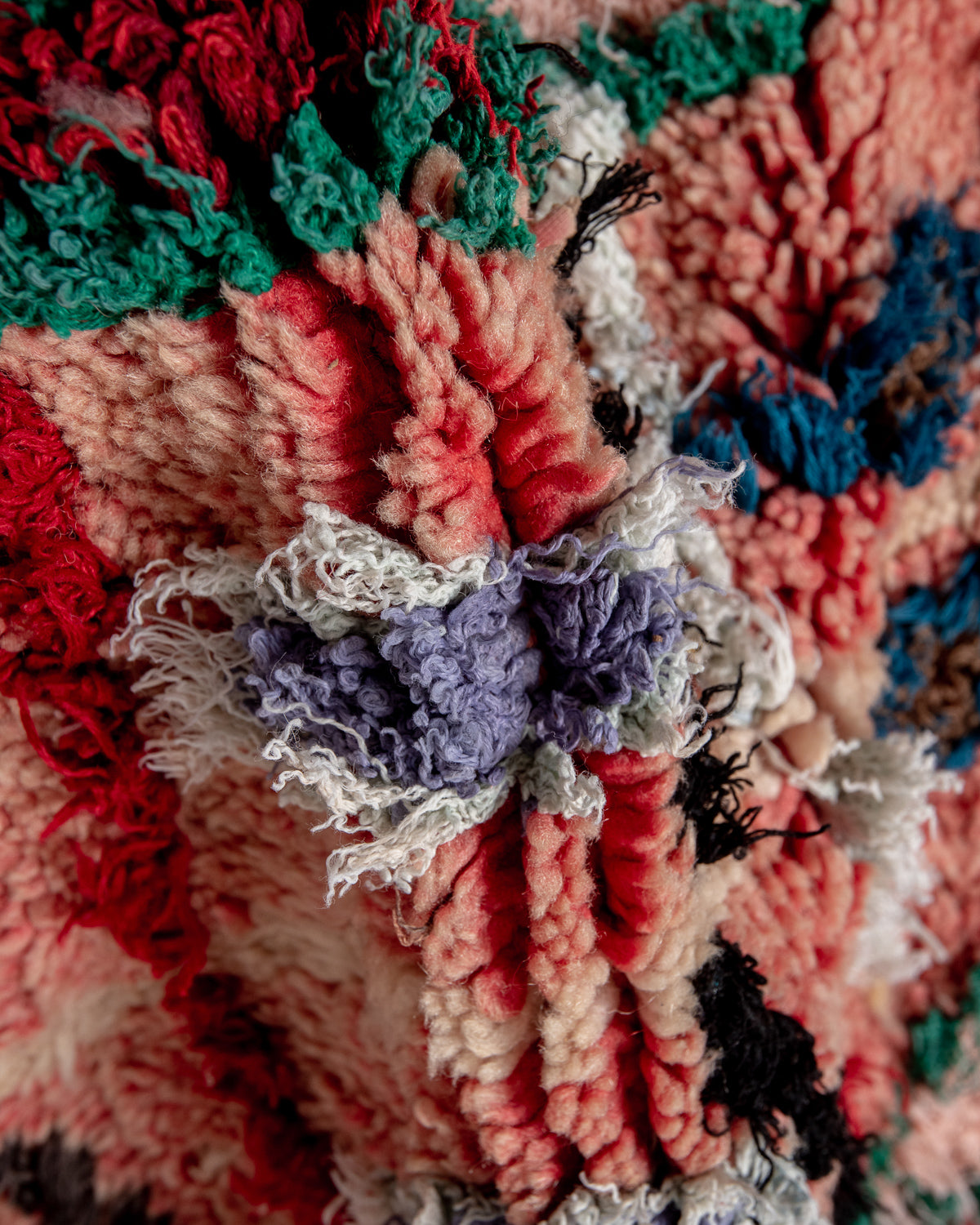 Modern, designer, handcrafted Berber runner rug from Morocco. Vintage carpet with beautiful colours and patterns and fluffy texture.