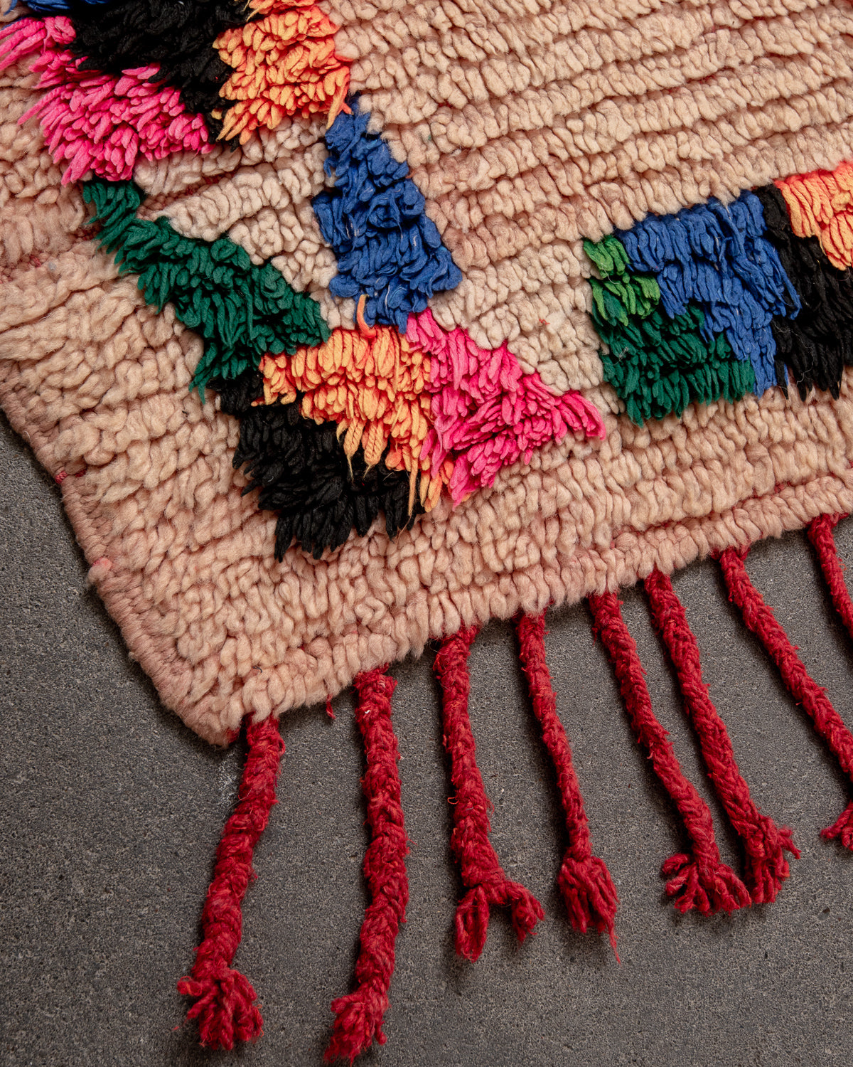 Modern, designer, handcrafted Berber runner rug from Morocco. Vintage carpet with beautiful colours and patterns and fluffy texture.