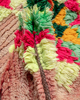 Modern, designer, handcrafted Berber runner rug from Morocco. Vintage carpet with beautiful colours and patterns and fluffy texture.