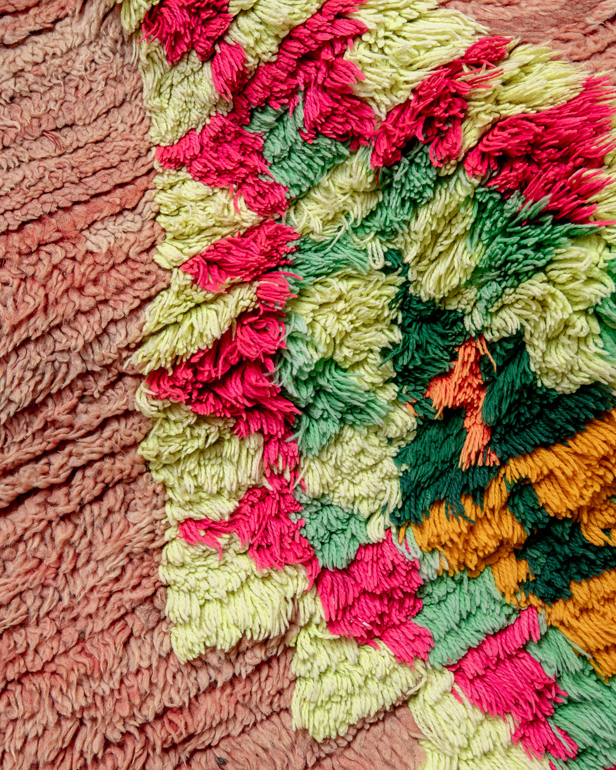 Modern, designer, handcrafted Berber runner rug from Morocco. Vintage carpet with beautiful colours and patterns and fluffy texture.