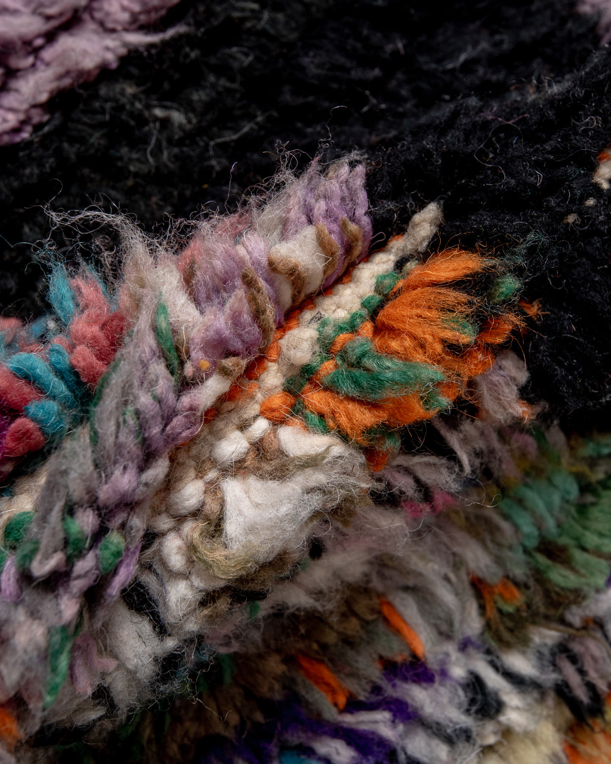 Modern, designer, handcrafted Berber runner rug from Morocco. Vintage carpet with beautiful colours and patterns and fluffy texture.