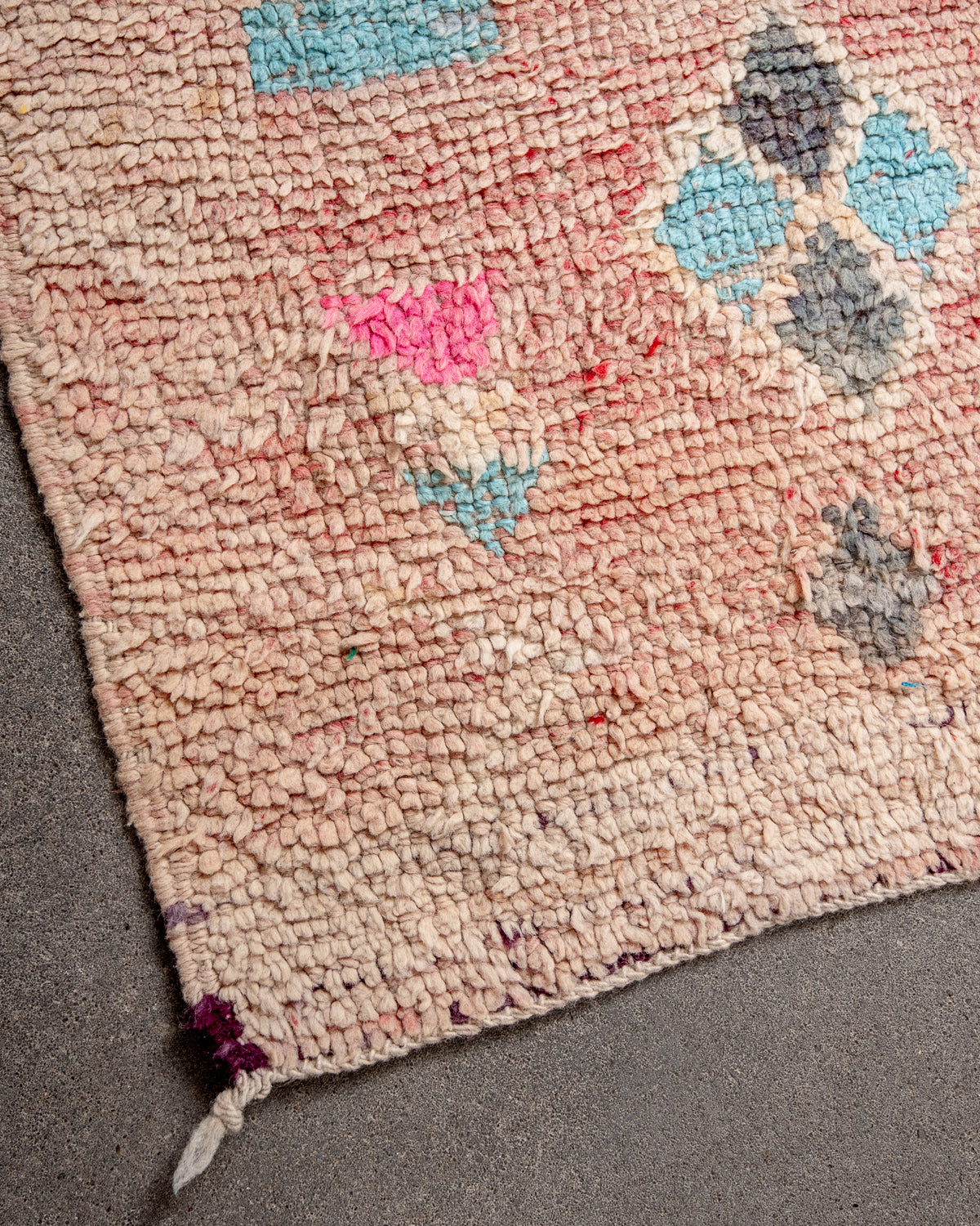 Modern, designer, handcrafted Berber runner rug from Morocco. Vintage carpet with beautiful colours and patterns and fluffy texture.