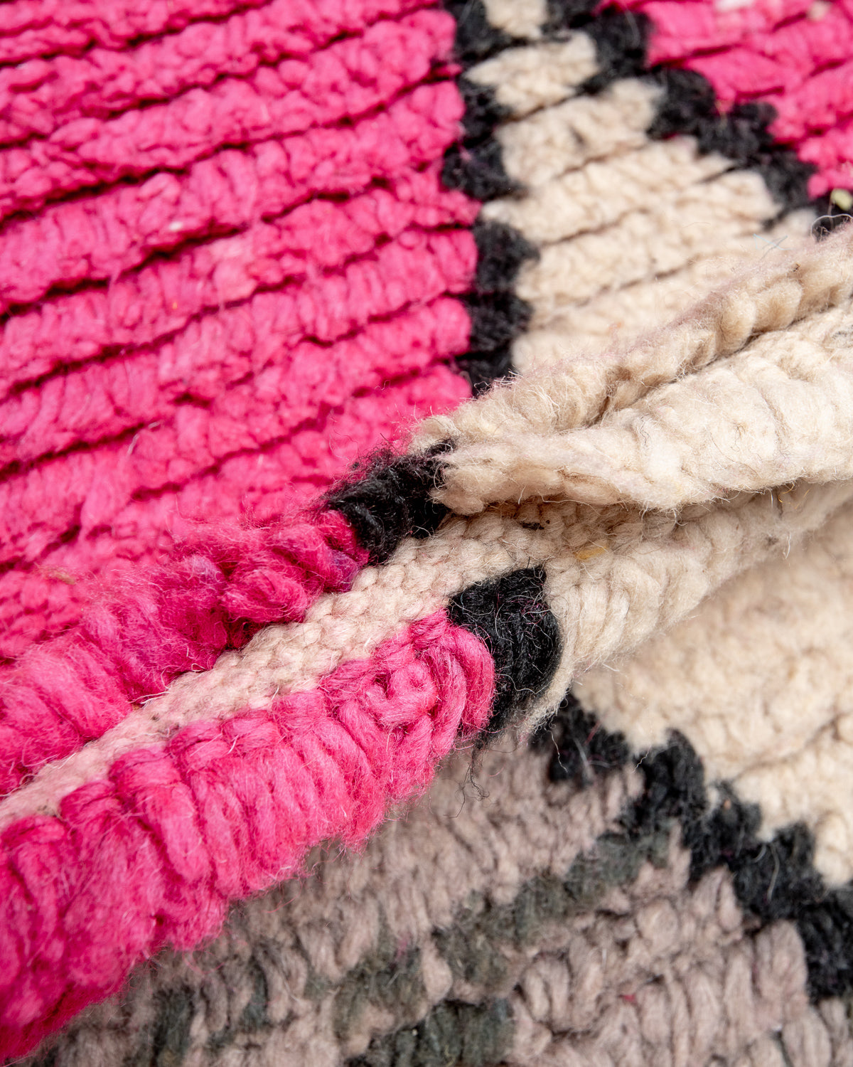 Modern, designer, handcrafted Berber runner rug from Morocco. Vintage carpet with beautiful colours and patterns and fluffy texture.