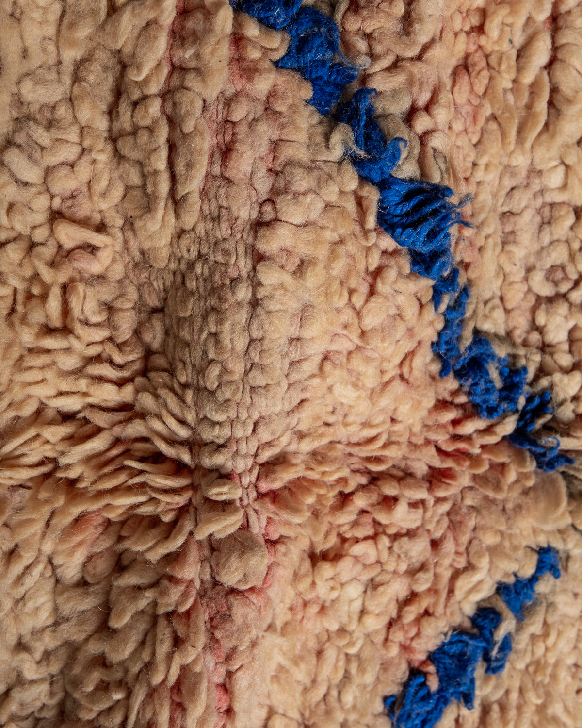 Modern, designer, handcrafted Berber rug from Morocco. Vintage carpet with beautiful colours and patterns and fluffy texture.