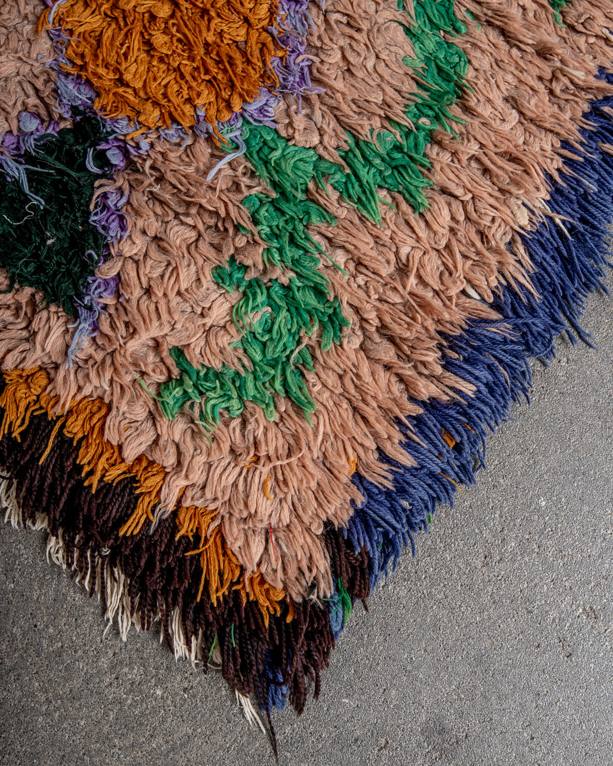Modern designer vintage handcrafted Berber rug from Morocco. Boucherouite runner rug with beautiful colors and patterns.