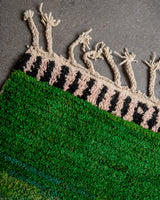 Modern, designer, handcrafted Berber rug from Morocco. Vintage carpet with beautiful colours and patterns and fluffy texture.