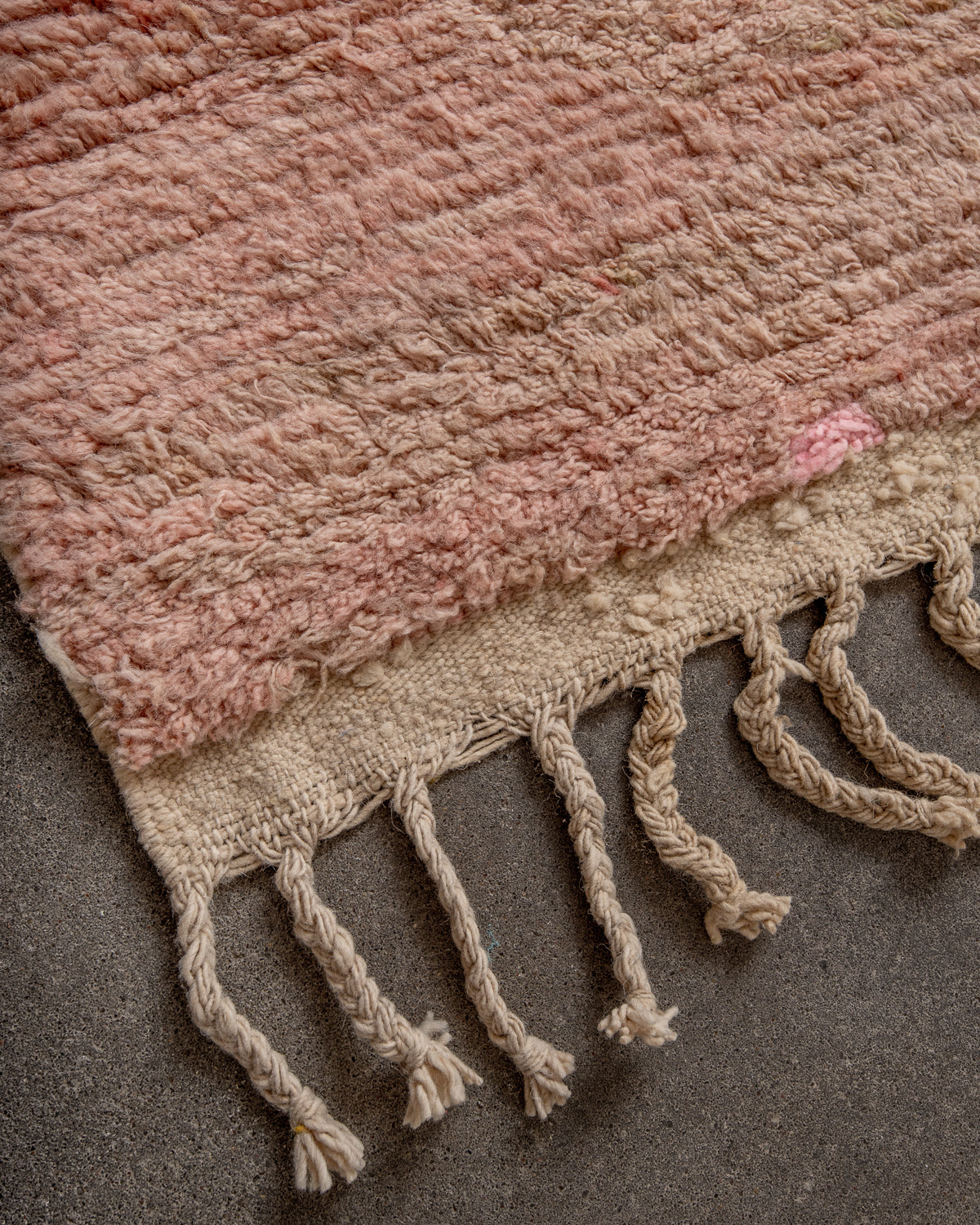 Modern, designer, handcrafted Berber rug from Morocco. Vintage carpet with beautiful colours and patterns and fluffy texture.