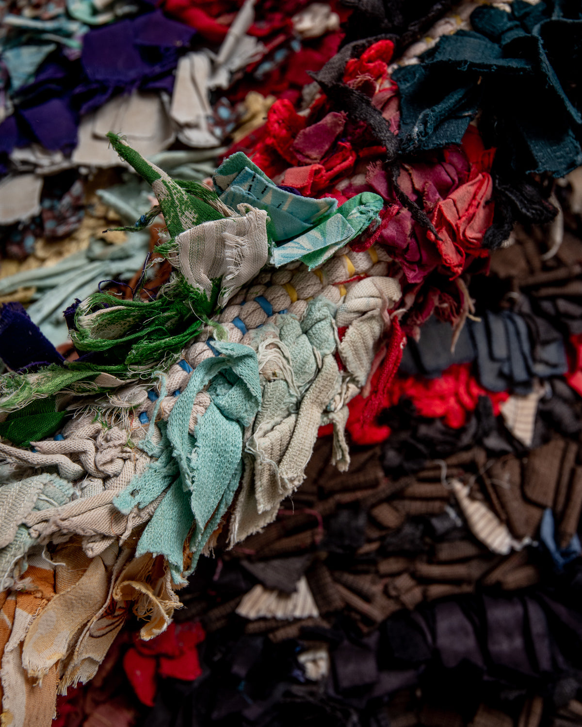 Modern designer vintage handcrafted Berber rug from Morocco. Boucherouite runner rug with beautiful colors and patterns.