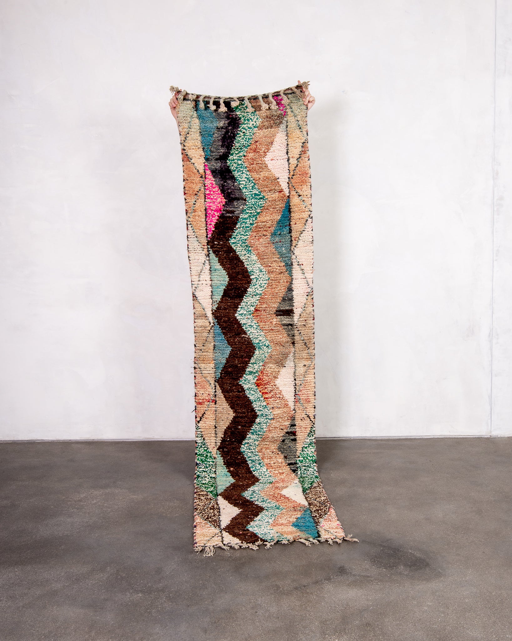 Modern designer handcrafted Berber rug from morocco Boujed with beautiful colors and patterns